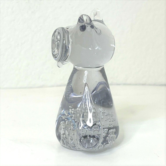 Vintage Clear Glass Owl Paperweight Figurine Controlled Bubble Art Glass 1980s - Picture 5 of 7